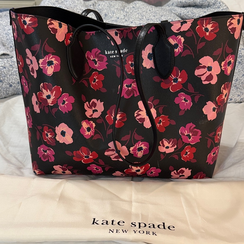 Kate Spade Black and Pink Floral Tote